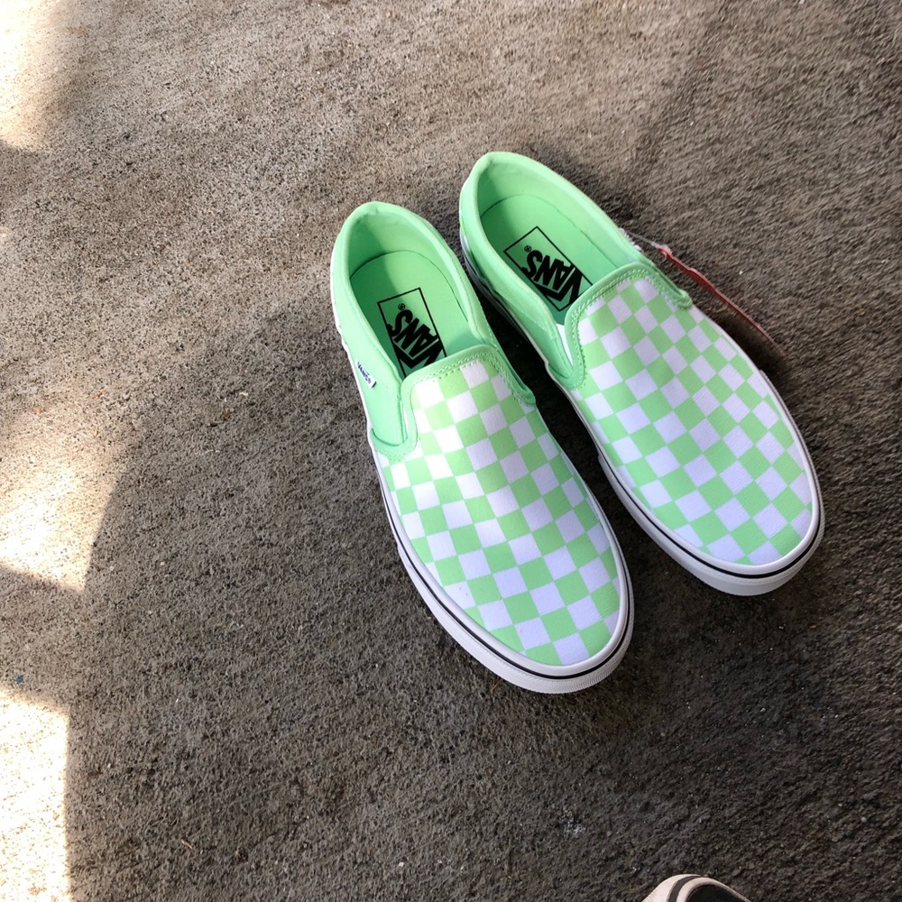 Green slip on vans